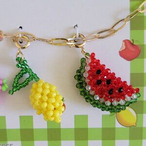 NWT Thorn & Fable Summer Fruits Beaded Charm Necklace/Choker
